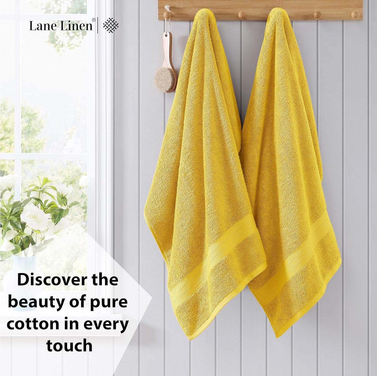 LANE LINEN 100% Cotton 2 Pack Bath Sheets (35"x66") - Ring Spun Cotton - Extra Large Bath Towels Set - Quick Drying, Highly Soft & Absorbent Oversized Bathroom Towel Sets - Hotel Quality - Mimosa
