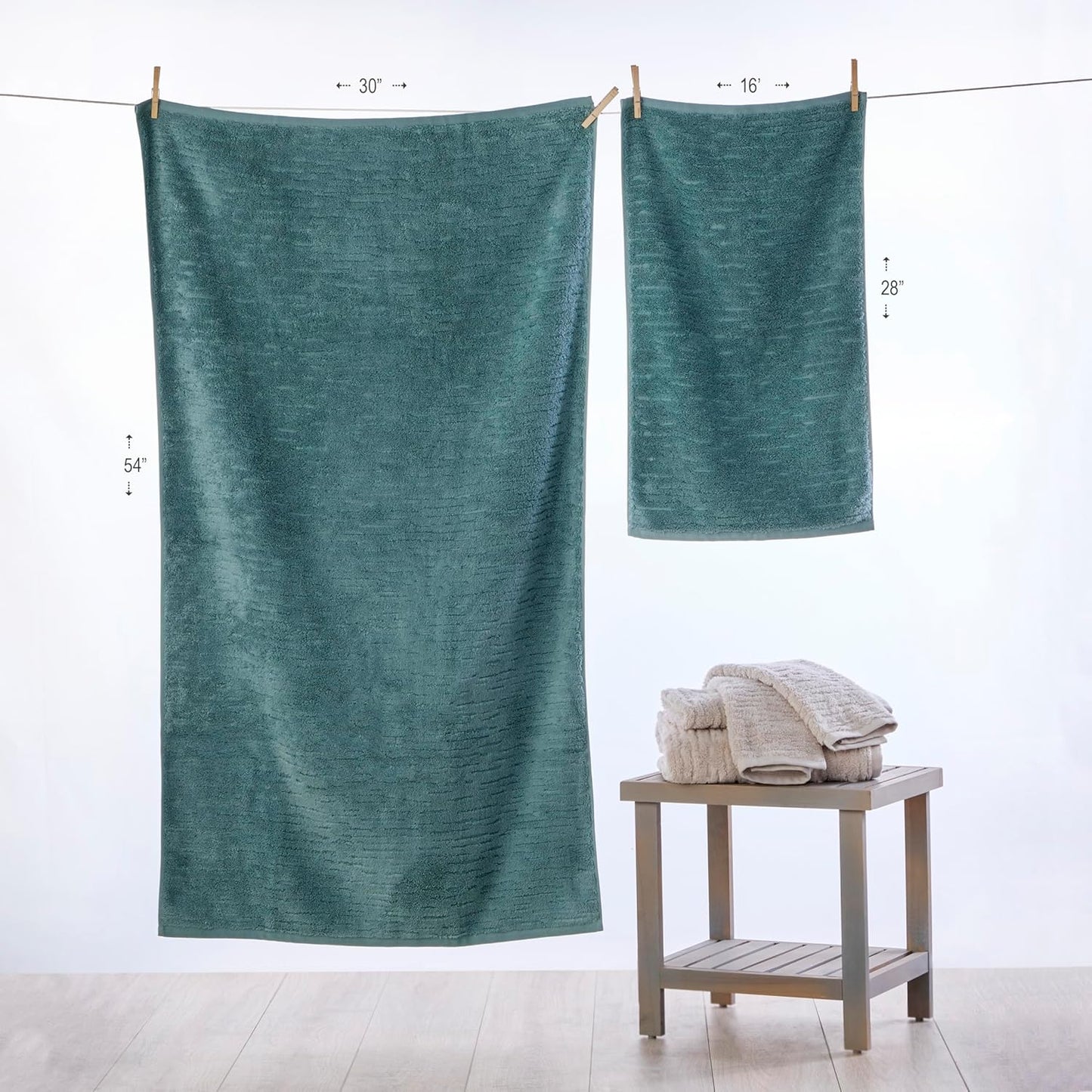 SKL Home CloudSoft Cotton Luxury Hand Towel 2pc Set for Bath/Kitchen/Bar & Gift, Teal