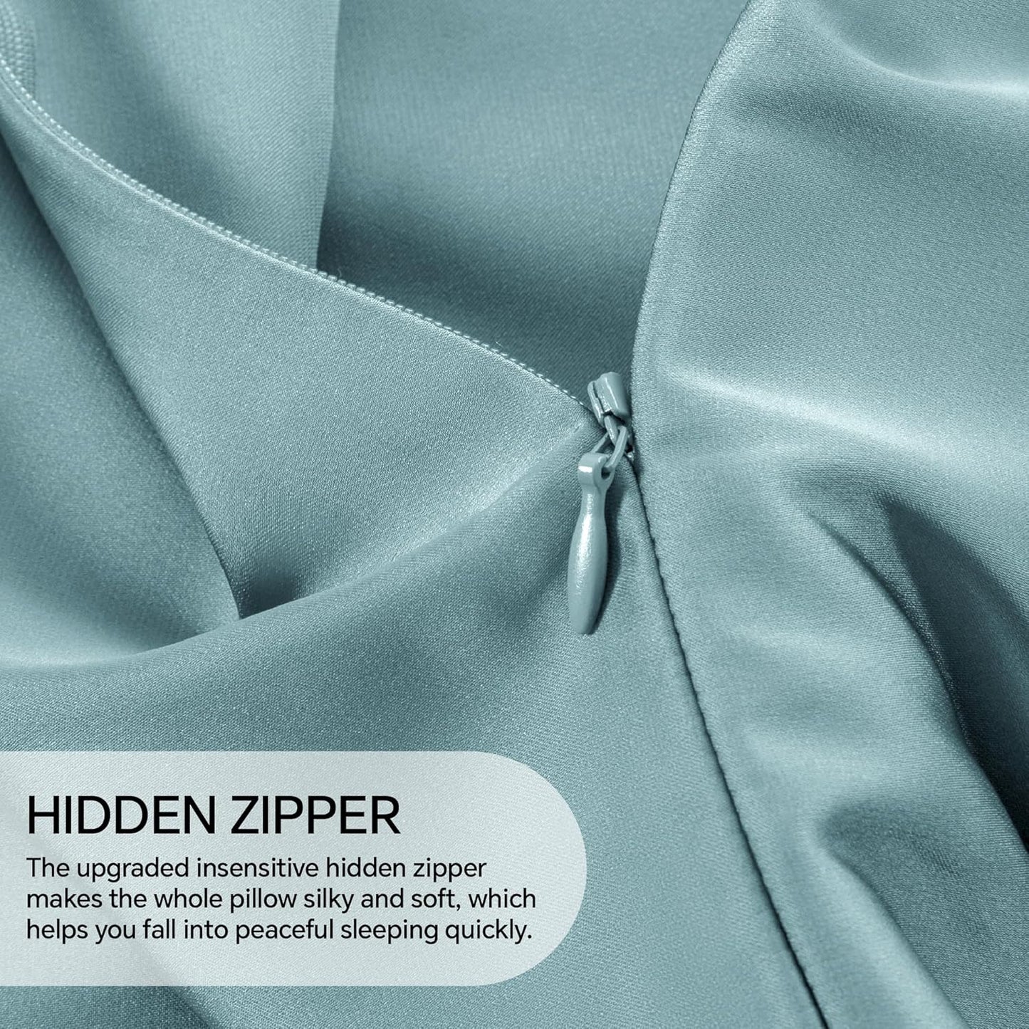 INFIIXSO Mulberry Silk Pillow Cases King Size Set of 2, Silk Pillowcase with Hidden Zipper 20"x36", Extraordinary Smooth and Soft Pillow Case for Hair and Skin(Haze Blue, 2 Pack)