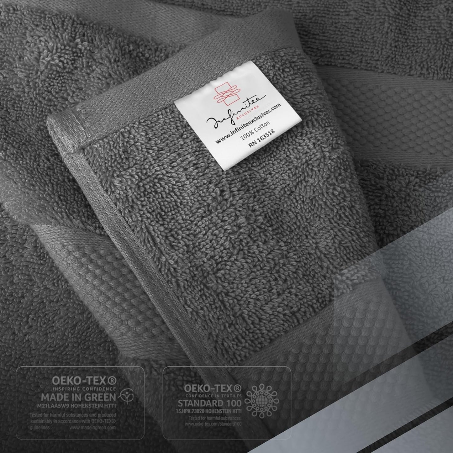 Infinitee Xclusives Luxury 100% Ring-Spun Cotton Bath Towels Set of 4 (27x54 inches) – Soft, Absorbent & Quick-Drying Towels for Bathroom, Gym, Spa & Hotel Use (Shadow Grey, Bath Towels)