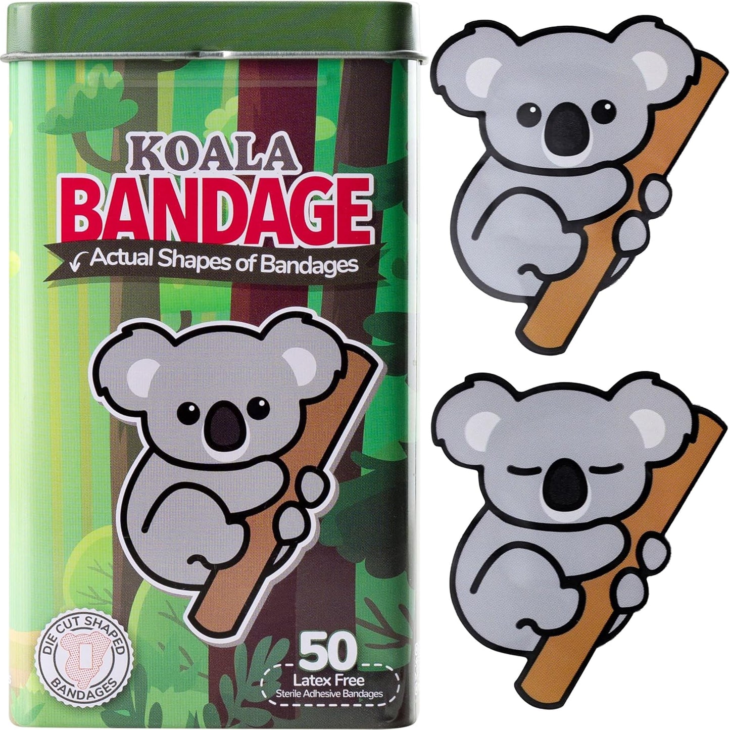 BioSwiss Kids Bandages, Koala Shaped Self Adhesive Bandage Set, Latex Free, Sterile Wound Care, 50 Count