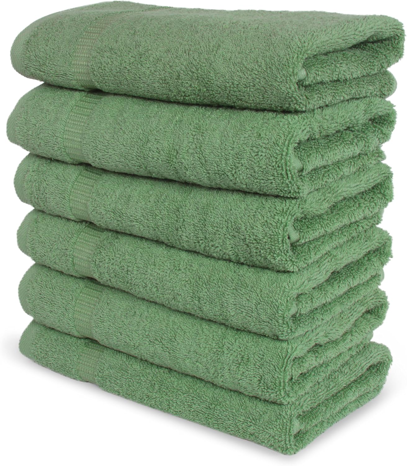 SALBAKOS 100% Turkish Cotton Hand Towel Set of 6 16x30 inch | Heirloom Quality | Hotel & Spa Collection | Ultra Soft, Super Absorbent, Long Lasting Hand Towels | Made in Turkey (Green, 6 Hand Towels)