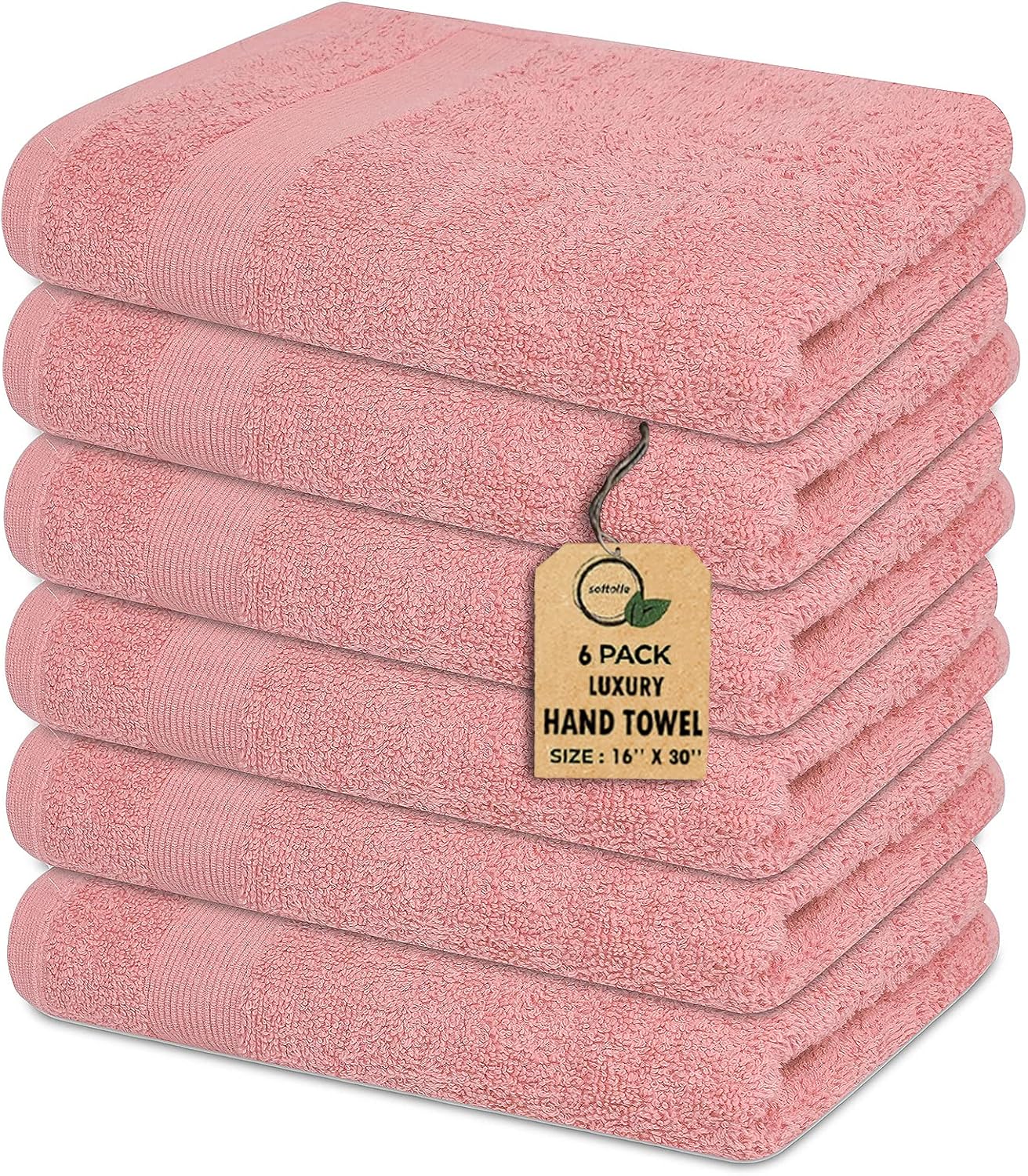 Premium Hand Towels Pack of 6 (16" x 30”) 100% Combed Ring Spun Cotton | Highly Absorbent Hand Towels Set | Ultra Soft for Home, Gym & Spa (Pink)
