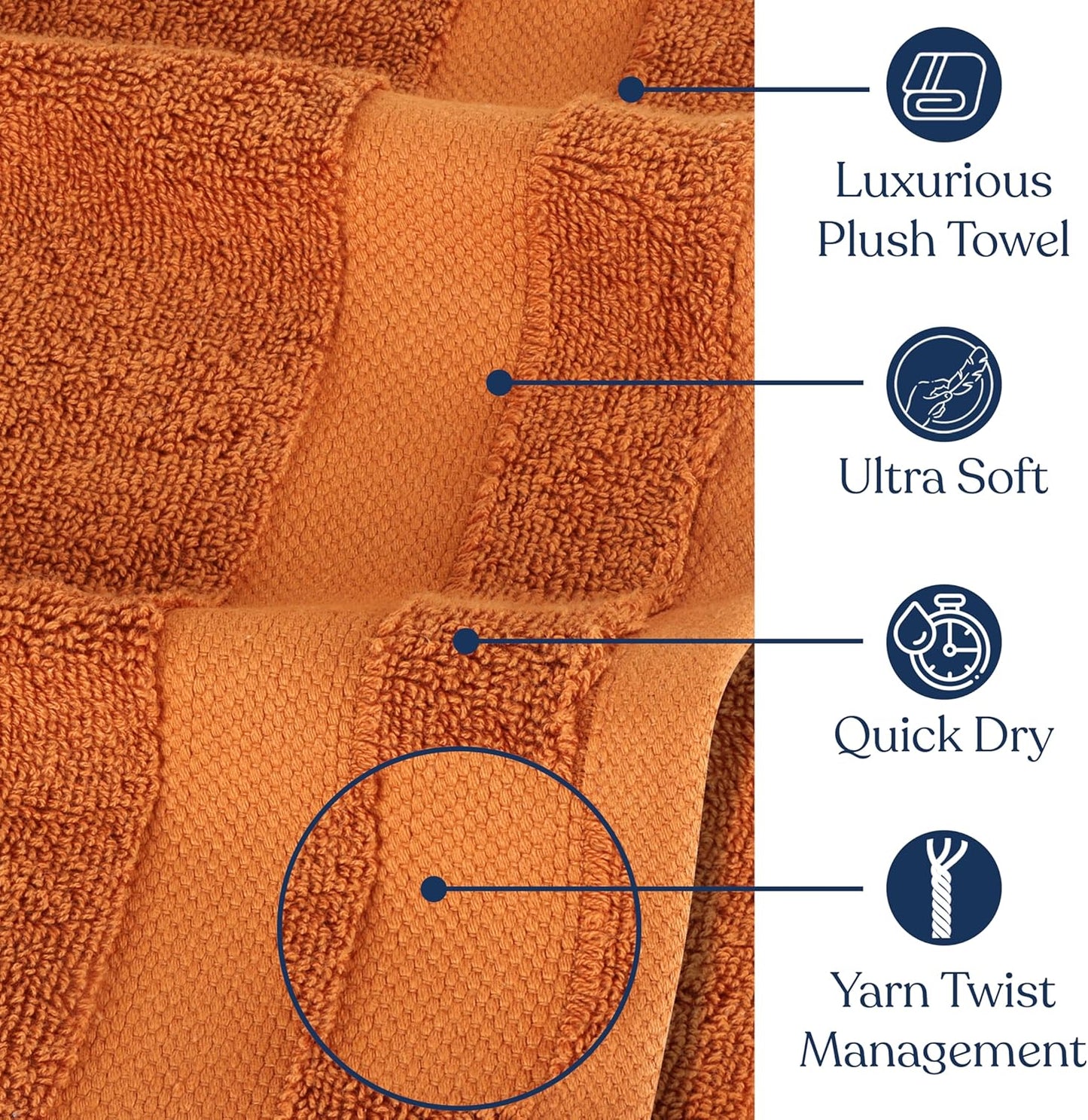 Delara Organic Cotton Luxuriously Plush Hand Towel Pack of 2 | GOTS & OEKO-TEX Certified | Premium Hotel Quality Towels | Feather Touch Technology|650 GSM Long Staple|Soft, Quick Dry & Ultra-Absorbent