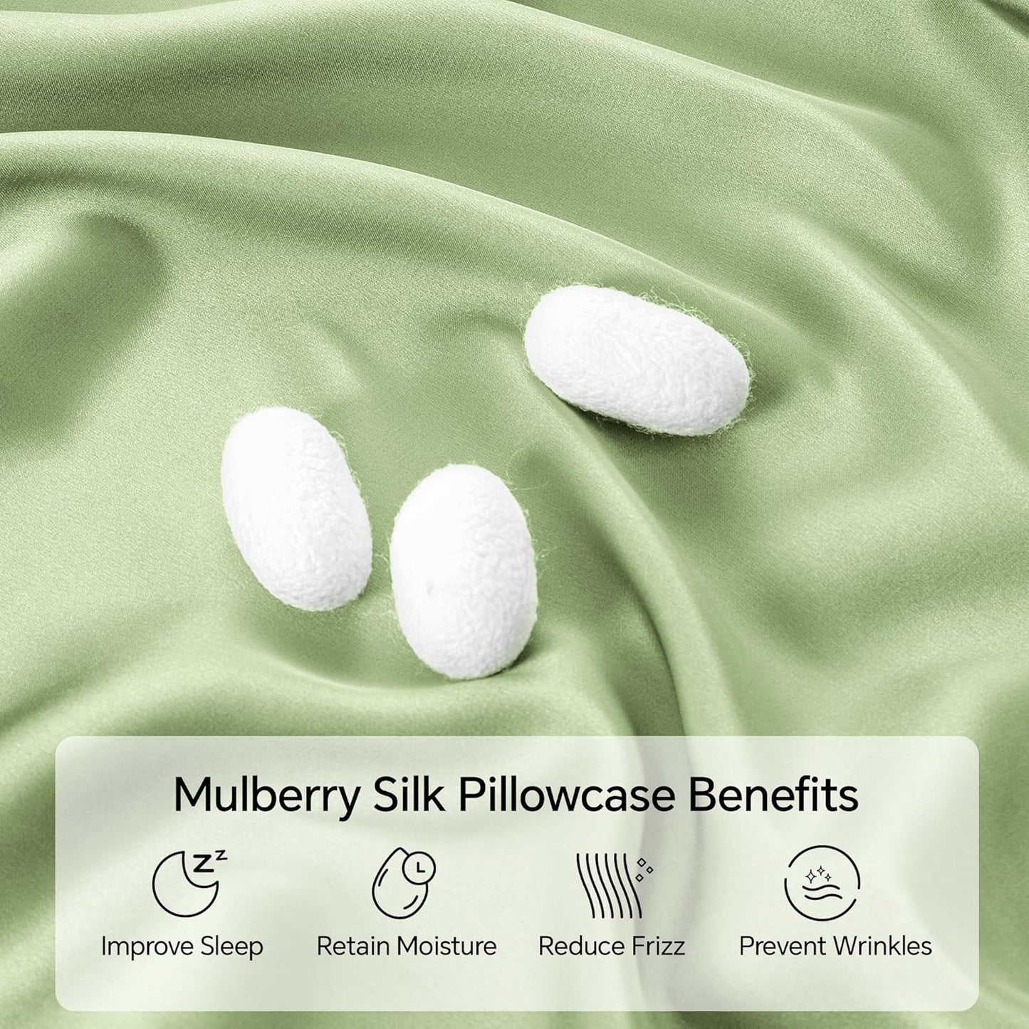 INFIIXSO Mulberry Silk Pillowcase for Hair and Skin, Silk Pillow Cases Queen Size Set of 2 with Hidden Zipper 20"x30", Ultra Smooth and Soft Cooling Pillow Cases for Hot Sleepers(Sage Green, 2 Pack)