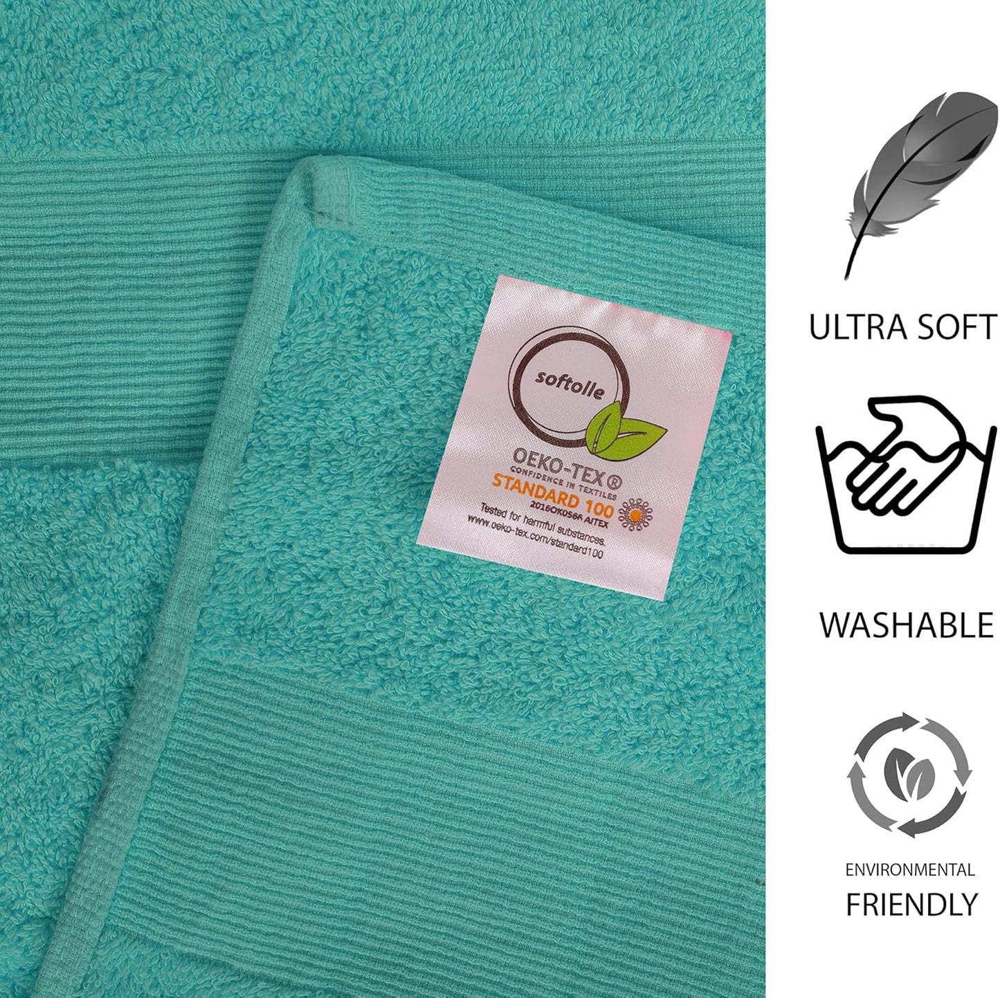 100% Cotton Luxury Bath Sheets - Pack of 2 (35" x 70") | Super Soft, Quick-Dry & Highly Absorbent Towels for Bathroom, Home, Spa & Gym (Turquoise)