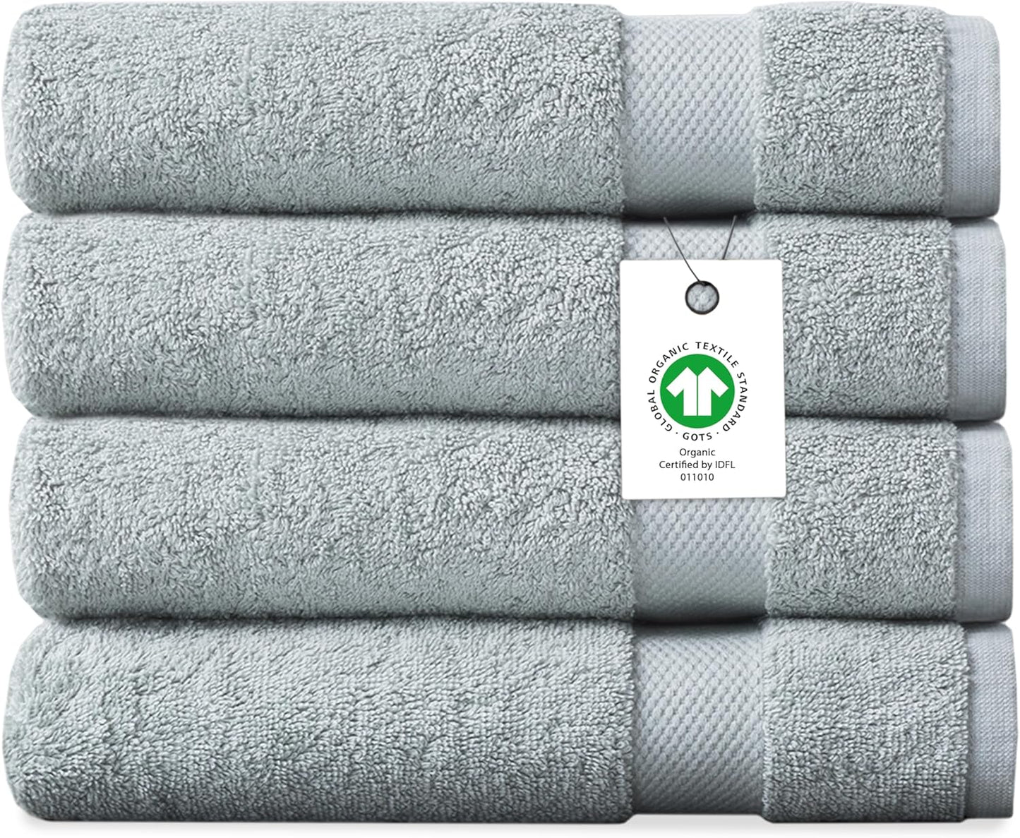Delara Organic Cotton Luxuriously Plush Bath Sheet Pack of 4 | GOTS & OEKO-TEX Certified | Premium Hotel Quality Towels | Feather Touch Technology|650 GSM Long Staple|Soft, Quick Dry & Ultra-Absorbent