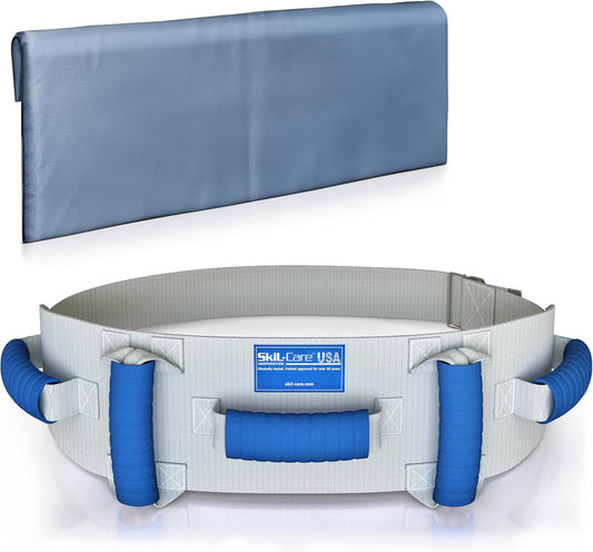 Skil-Care Half-Size Bed Rail Pads for Elderly and Multi-Grip Gait Belt with Handles, Safety Bed Covers and Transfer Belt for Seniors, Lift Assist, Mobility Aid, Wipe-Clean Vinyl