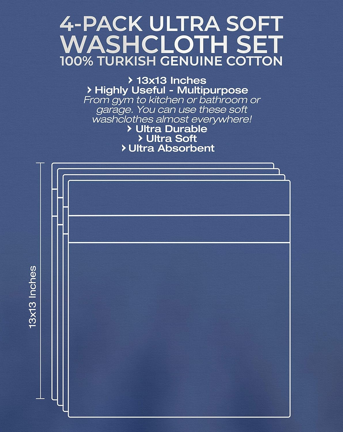 American Veteran Towel, 100% Cotton Turkish Washcloths for Bathroom Essentials 4 Pack, Soft Absorbent Wash Cloths Quick Drying Small Towels Washrags, Yellow