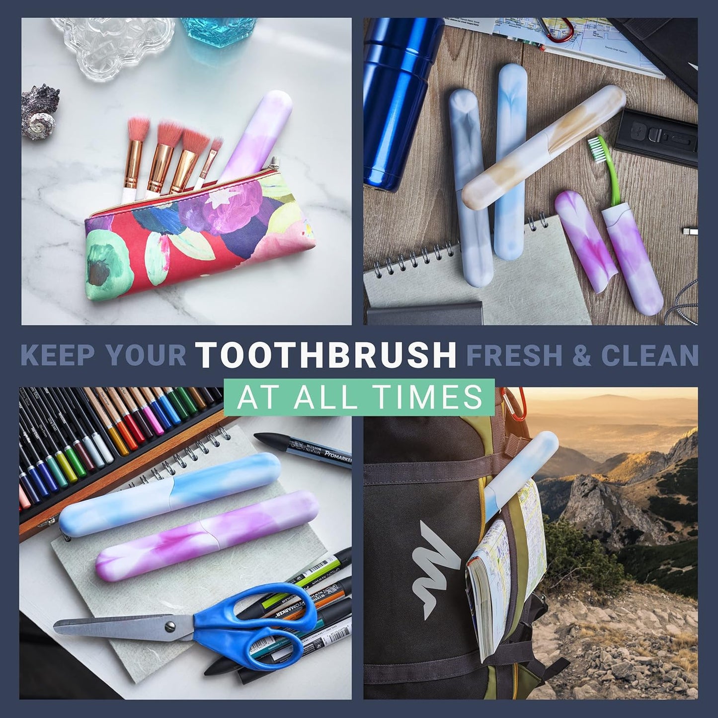 4 Pack Elite Travel Toothbrush Case with Drainage Holes – Portable, Breathable Plastic Toothbrush Holders Travel Covers – Ideal for Camping, Trips & Daily Use – Assorted Colors