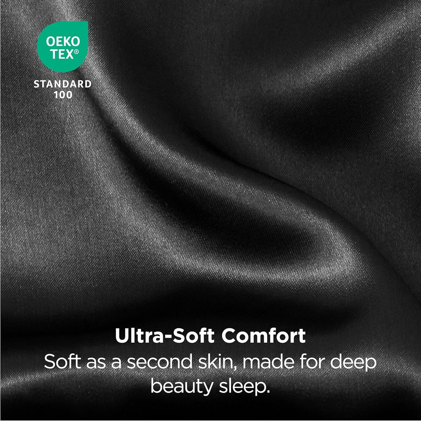 Bedsure Satin Pillowcase 2 Pack Similar to Silk Pillow Cases Standard Size, Pillow Case for Sleeping Women with Envelope Closure, Gifts for Women Men, Black, 20x26 Inches, 2pcs