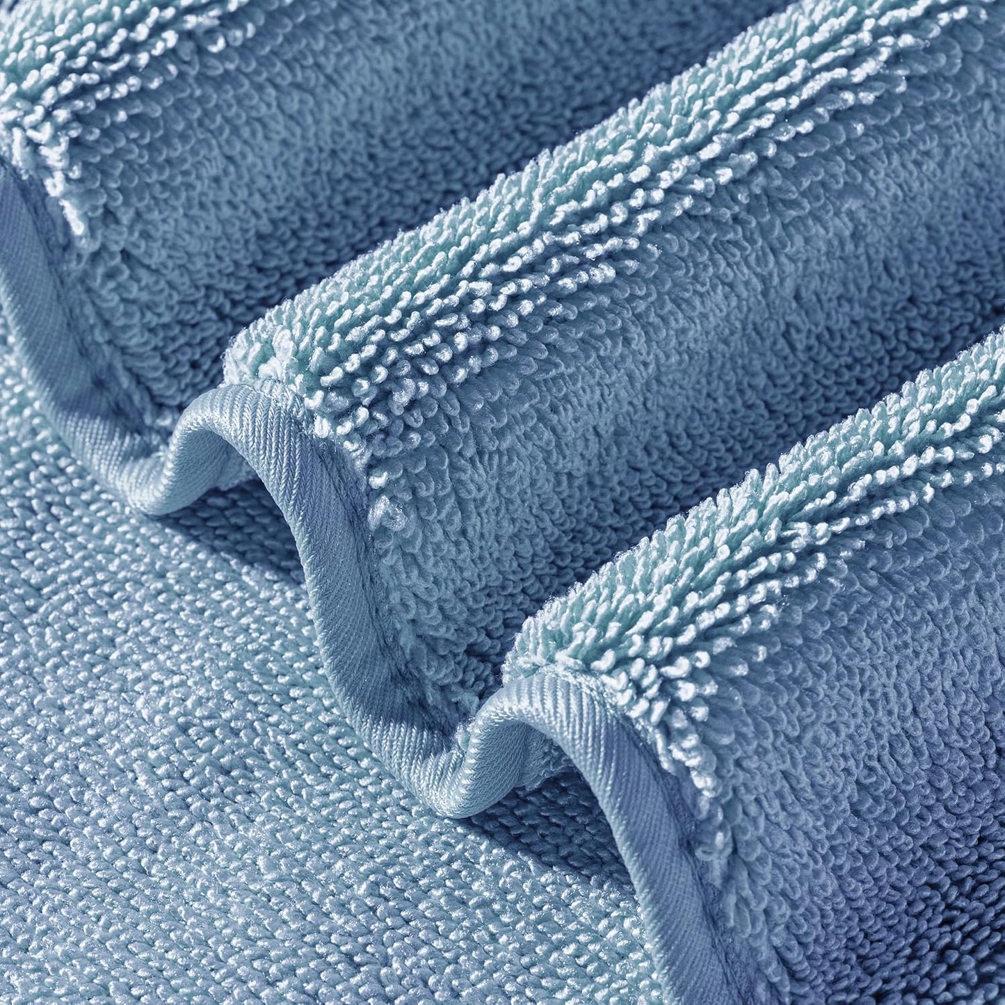 POLYTE Ring Spun Microfiber Oversize Quick Dry Lint Free Bath Towel, 60 x 30 in, Pack of 2 (Blue)
