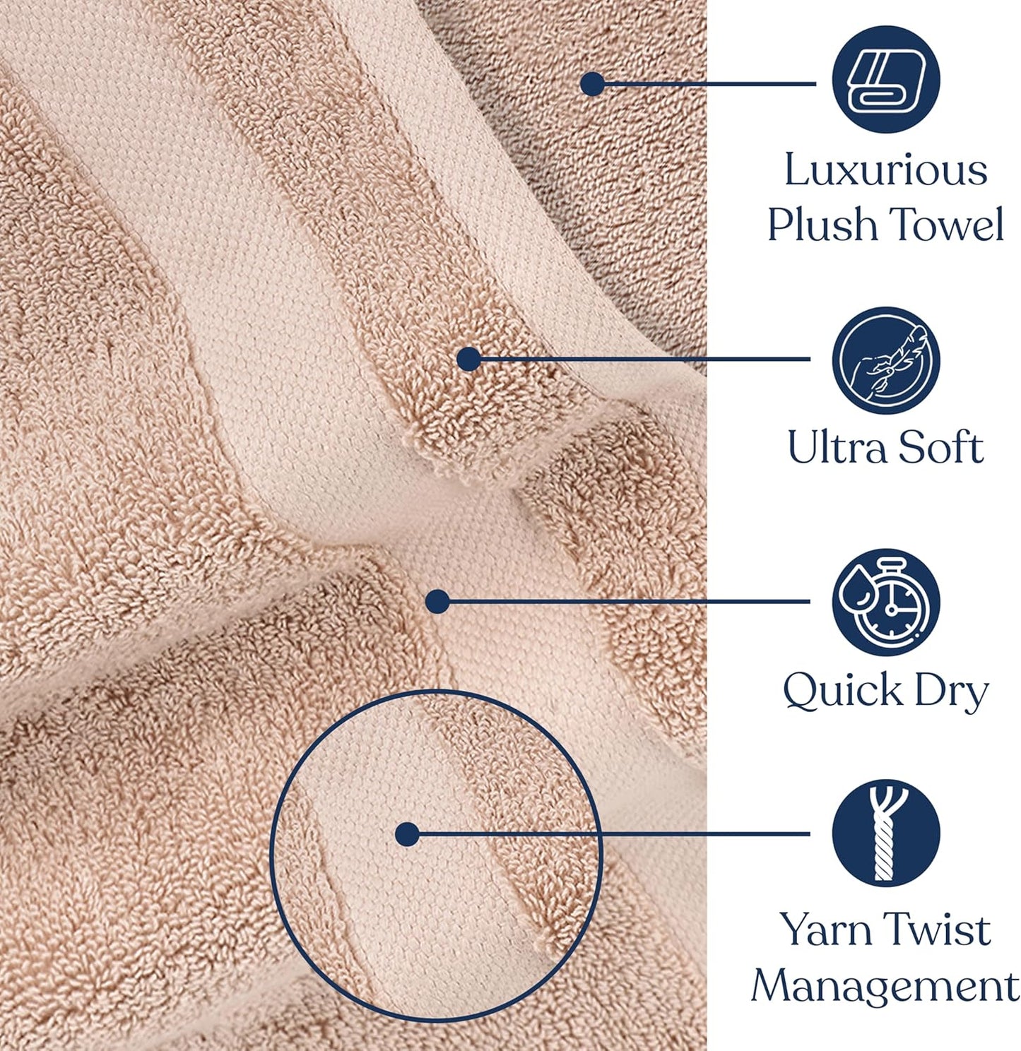Delara Organic Cotton Luxuriously Plush Bath Towel 33 Piece Set|GOTS & Oeko-TEX Certified|Premium Hotel Quality Towels|Feather Touch Technology|650 GSM Long Staple|Soft, Quick Dry & Ultra-Absorbent