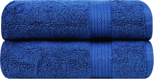 Ample Decor Hand Towel for Bathroom 18 X 28 Inch 600 GSM 100% Cotton, Soft Absorbent - Set of 2, Navy Blue