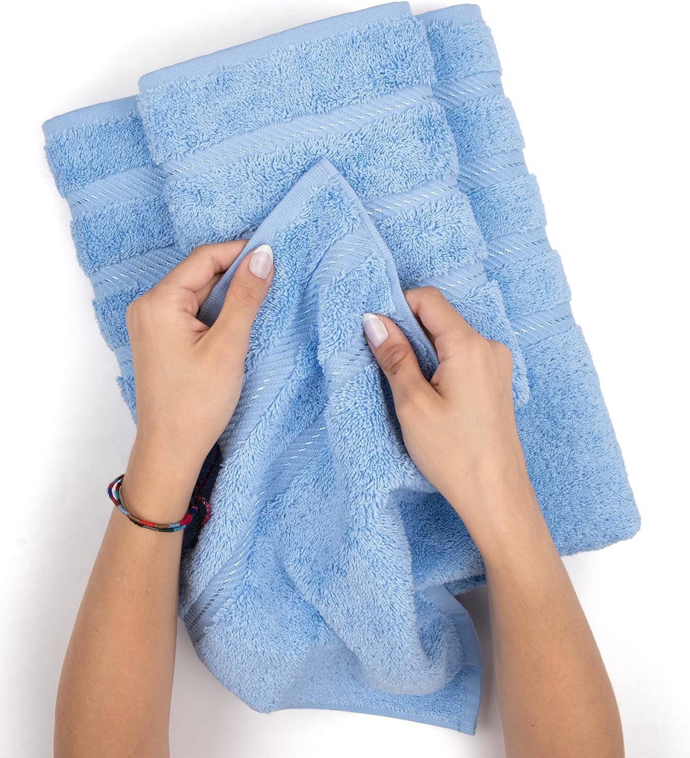 American Soft Linen Luxury Hand Towels for Bathroom, 600 GSM 100% Cotton Turkish 4 Piece Hand Towel Set, 600 GSM Hand Face Towels for Kitchen, Sky Blue Hand Towels