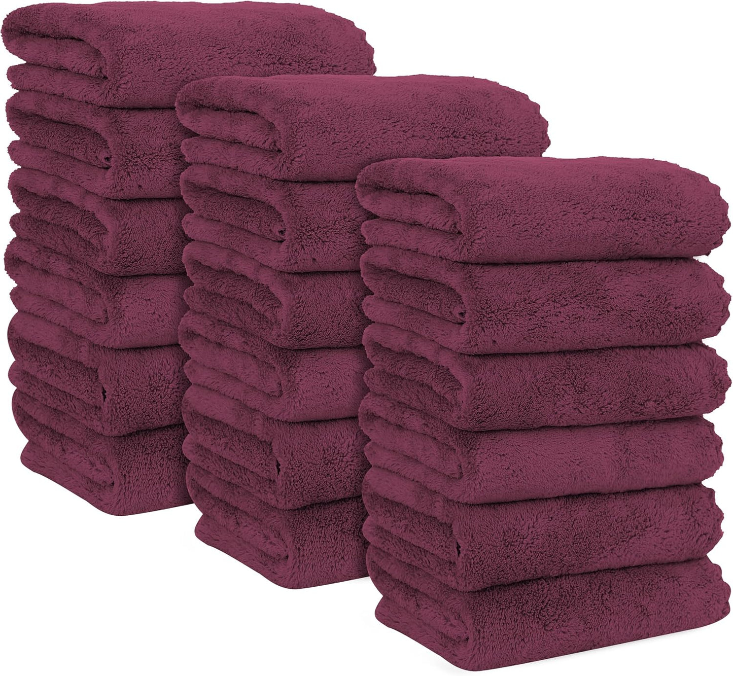 MOONQUEEN 18 Pack Premium Hand Towels - Quick Drying - Microfiber Coral Velvet Highly Absorbent Towels - Multipurpose Use as Hotel, Bathroom, Shower, Spa, Hand Towel 16 x 28 inches (Burgundy)