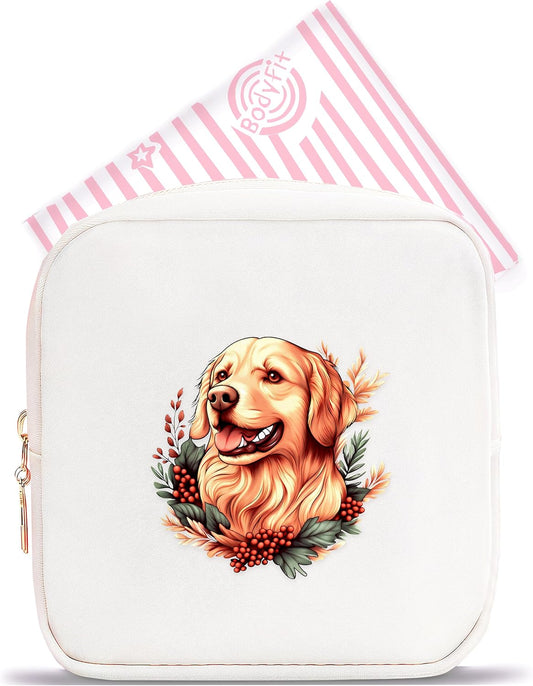 Golden Retriever Mini Makeup Bag, Gift For Women Girls, Cute Portable Zipper Pouch Cosmetic Bag For Teen Girls Kids, Small Storage Bag For Sanitary Pad, Period napkin bag!