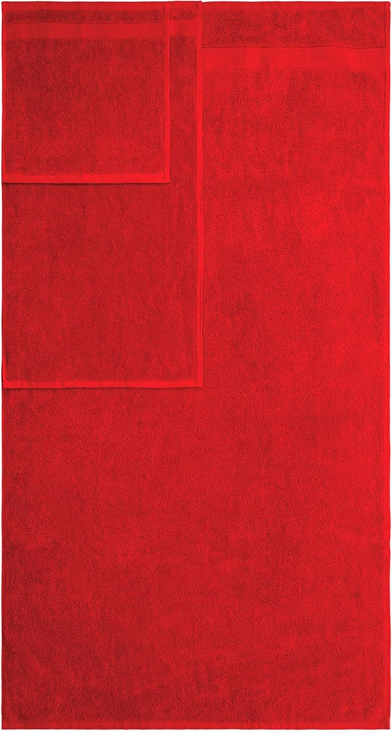 American Veteran Towel, 6 Piece Towel Set for Bathroom, 100% Cotton Turkish Bathroom Towels, 2 Bath Towels 2 Hand Towels 2 Washcloths, Red