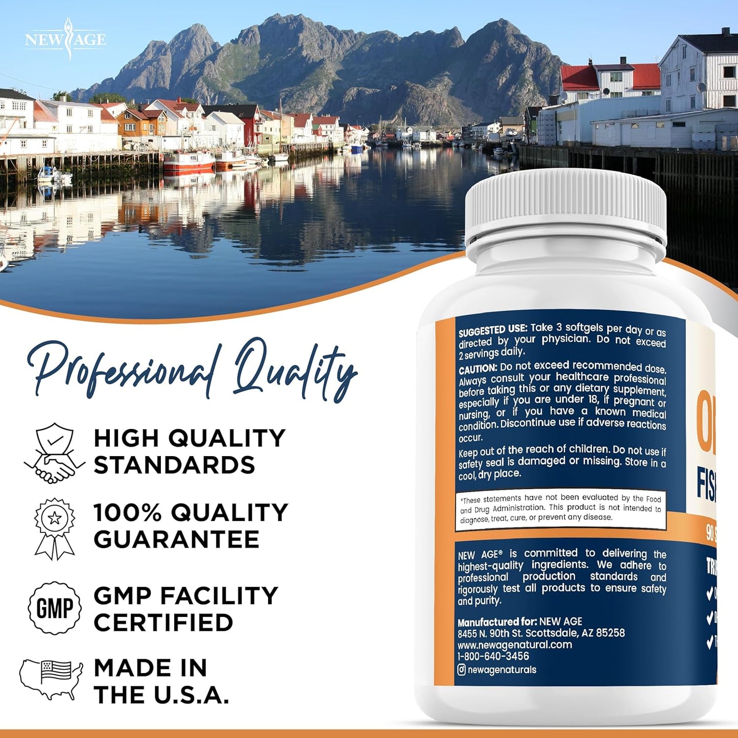 Triple Strength Omega 3 Fish Oil 3750 mg - EPA & DHA - Over 3000mg Omega-3 Fatty Acids - 1350mg EPA + 900mg DHA - Best Essential Fatty Acids, Burpless Fish Oil - 90 Count