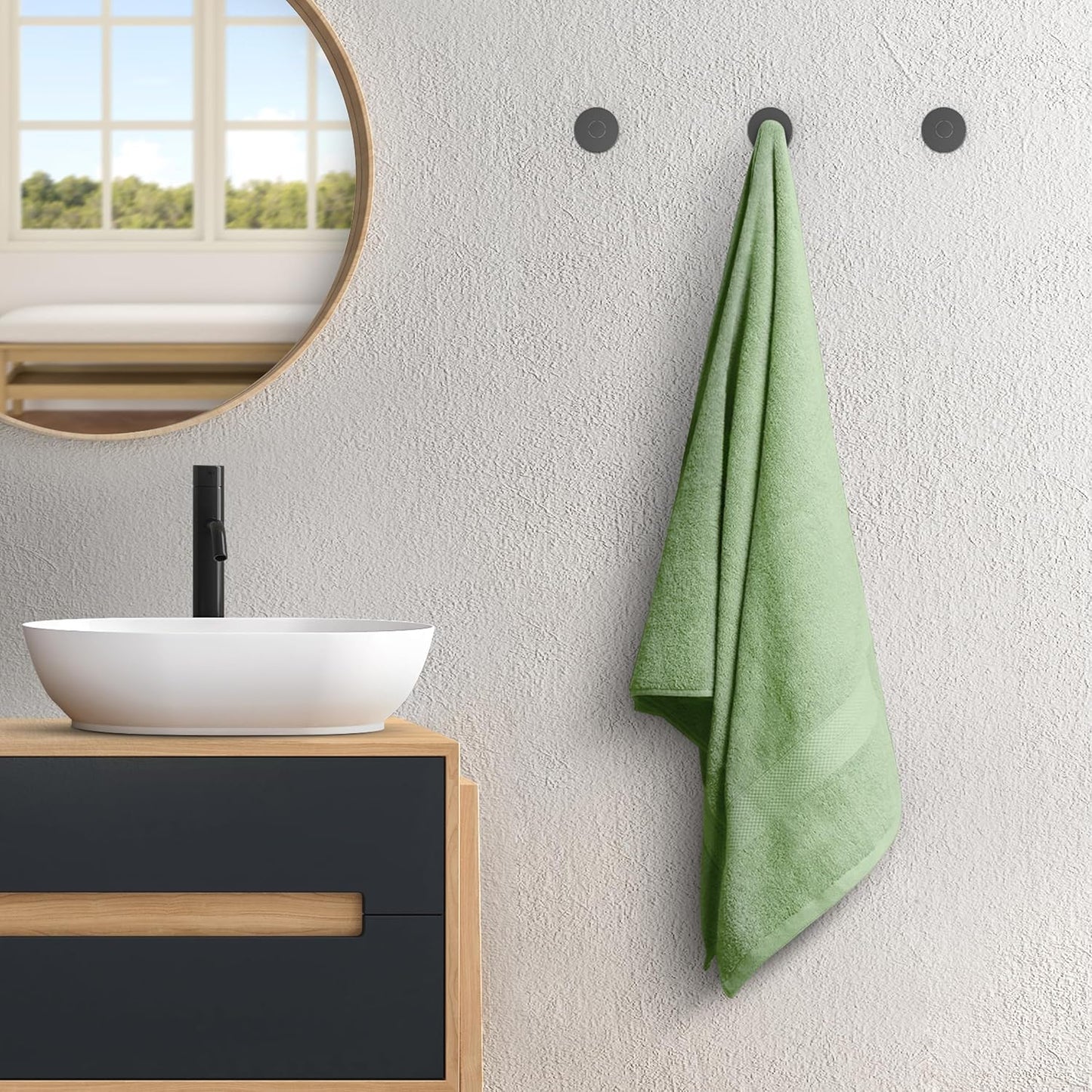 Avalon Towels Green Bath Towels Set of 4 pcs (27x54 inches), 100% Cotton Towel Absorbent and Quick Dry Green Bath Towels for Bathroom, Super Soft and Perfect for Daily Use