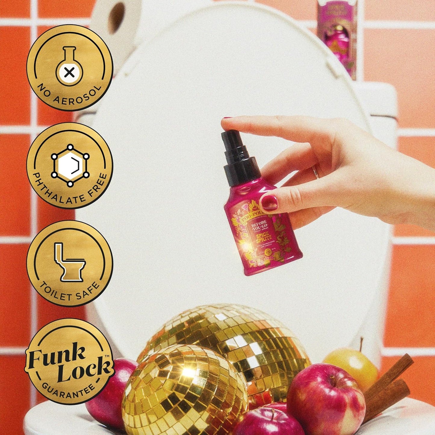 Poo~Pourri Spice Spritz 2oz Before-You-Go Toilet Spray - Instantly Trap Bathroom Odor - Plant Based Ingredients & Essential Oils - No synthetic fragrance - Apple, Pumpkin Spice, and Vanilla Scent