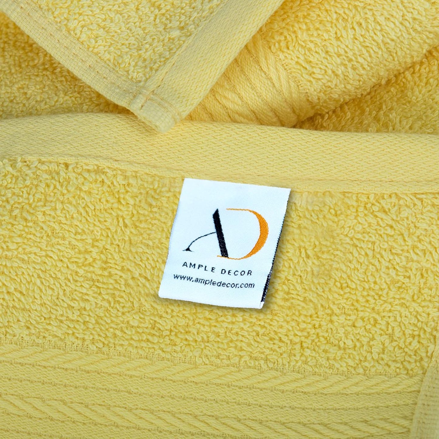 Ample Decor Hand Towel 18 X 28 Inch Pack of 8 600 GSM 100% Cotton,Oeko Tex Certified Soft Absorbent Thick Durable Premium Quality, for Hotel, Bathroom,Spa,Daily Use,Gym-Machine Washable-Yellow