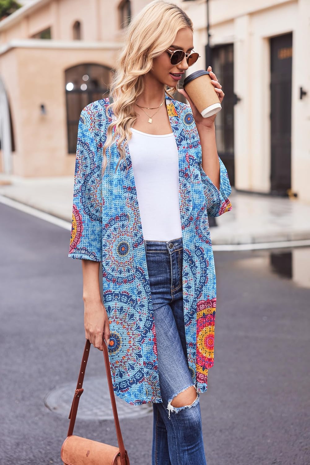 Ekouaer Robes for Women Waffle Knit Bathrobe Soft Lightweight Knee Length Loungewear S-XXL