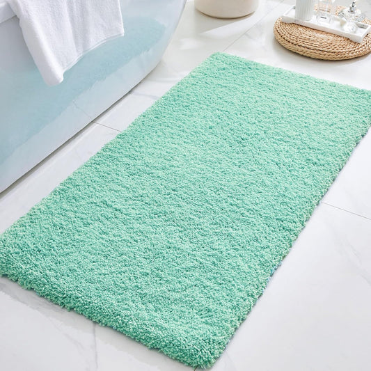 ILANGO Spa Blue Bathroom Rugs 70" × 24" Non Slip & Super Absorbent Thick Soft, Washable Bath Carpet Runner for Floor, Microfiber Plush Shaggy Bath Mats with Rubber for Bedroom Bathtub Shower Room