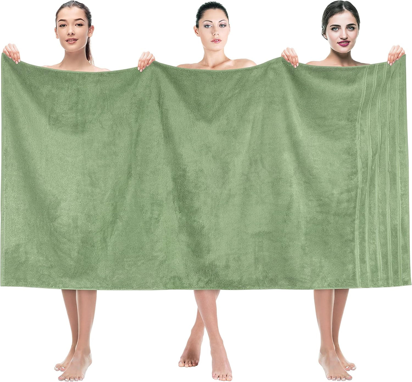 American Soft Linen 35x70 Jumbo Large Bath Towels, 600 GSM 100% Cotton Turkish Bath Sheet, Oversized Luxury Bath Towels for Bathroom Beach and Pool, Sage Green