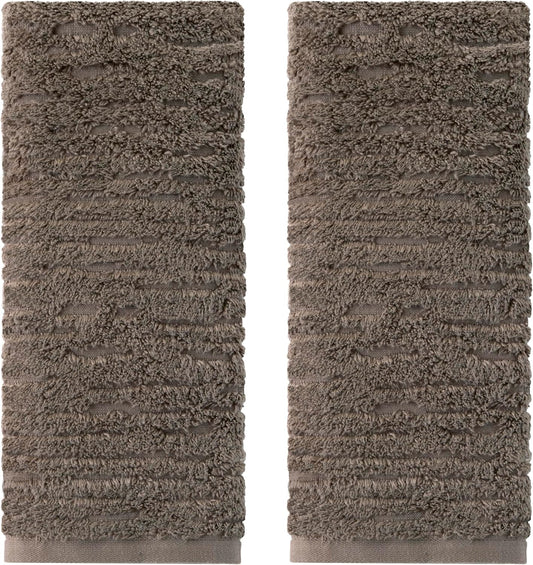 SKL Home CloudSoft Cotton Luxury Hand Towel 2pc Set for Bath/Kitchen/Bar & Gift, Mink Brown