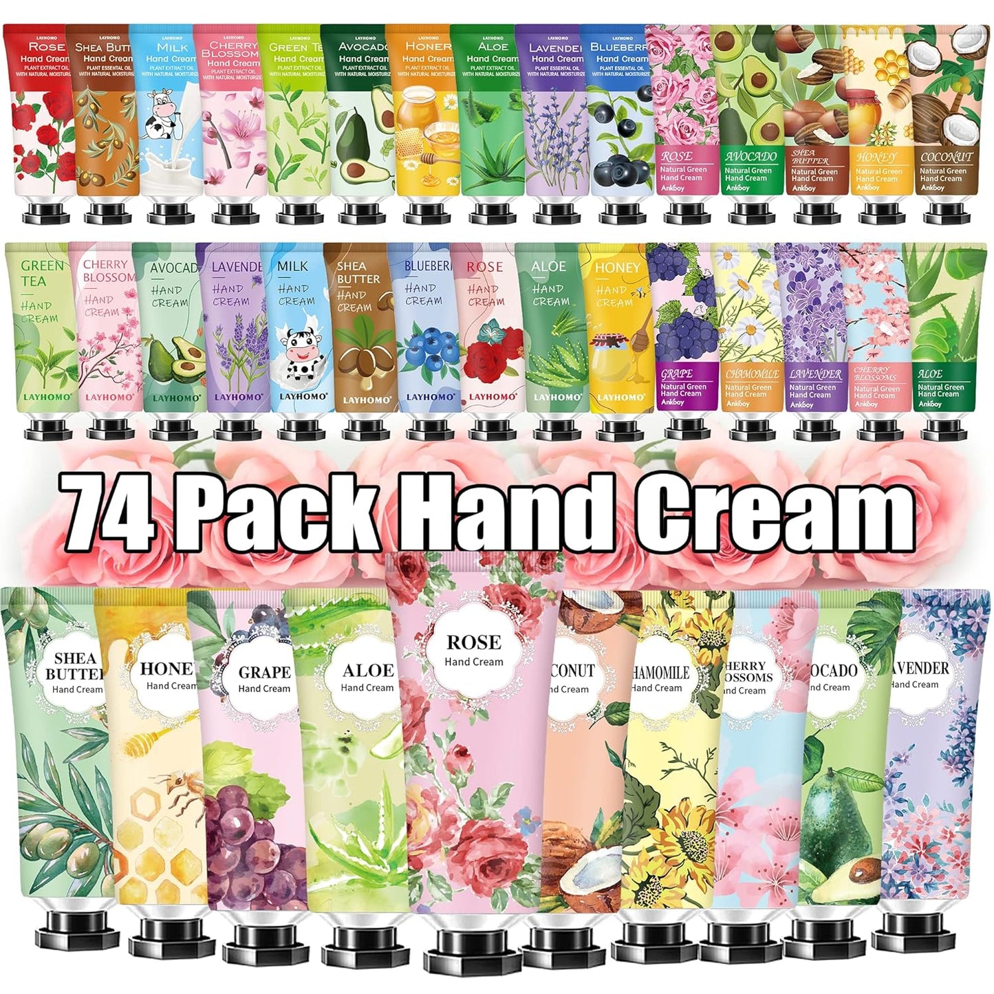 74 Pack Hand Cream Gift Set For Women and Girls,Stocking Stuffers Christmas Gifts Bulk,Appreciation Gifts,Nurses Gifts,Natural Plant Hand Lotion For Dry Cracked Hands,Mini Hand Lotion Travel Size