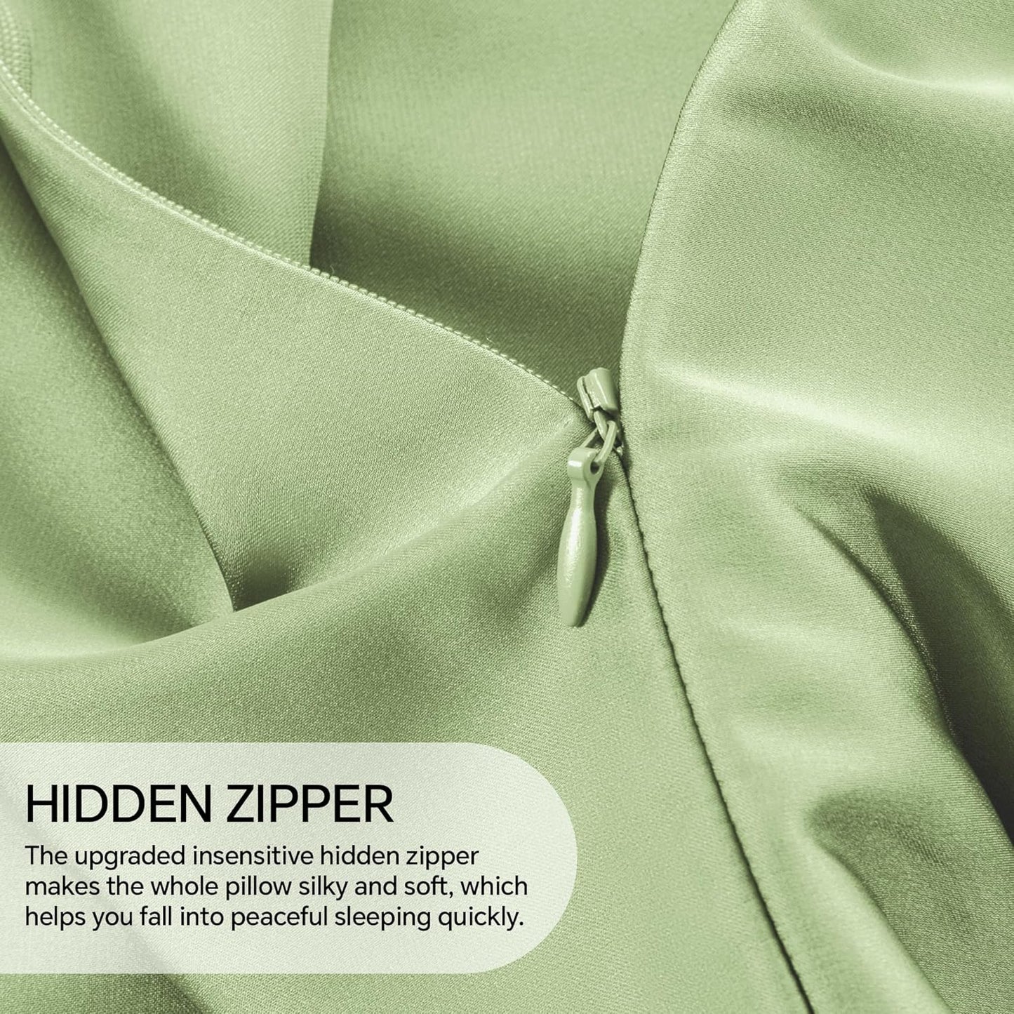 INFIIXSO Mulberry Silk Pillowcase for Hair and Skin, Silk Pillow Cases Queen Size with Hidden Zipper 20"x30", Extraordinary Smooth and Soft Cooling Pillow Cases for Hot Sleepers(Sage Green, 1 Pack)