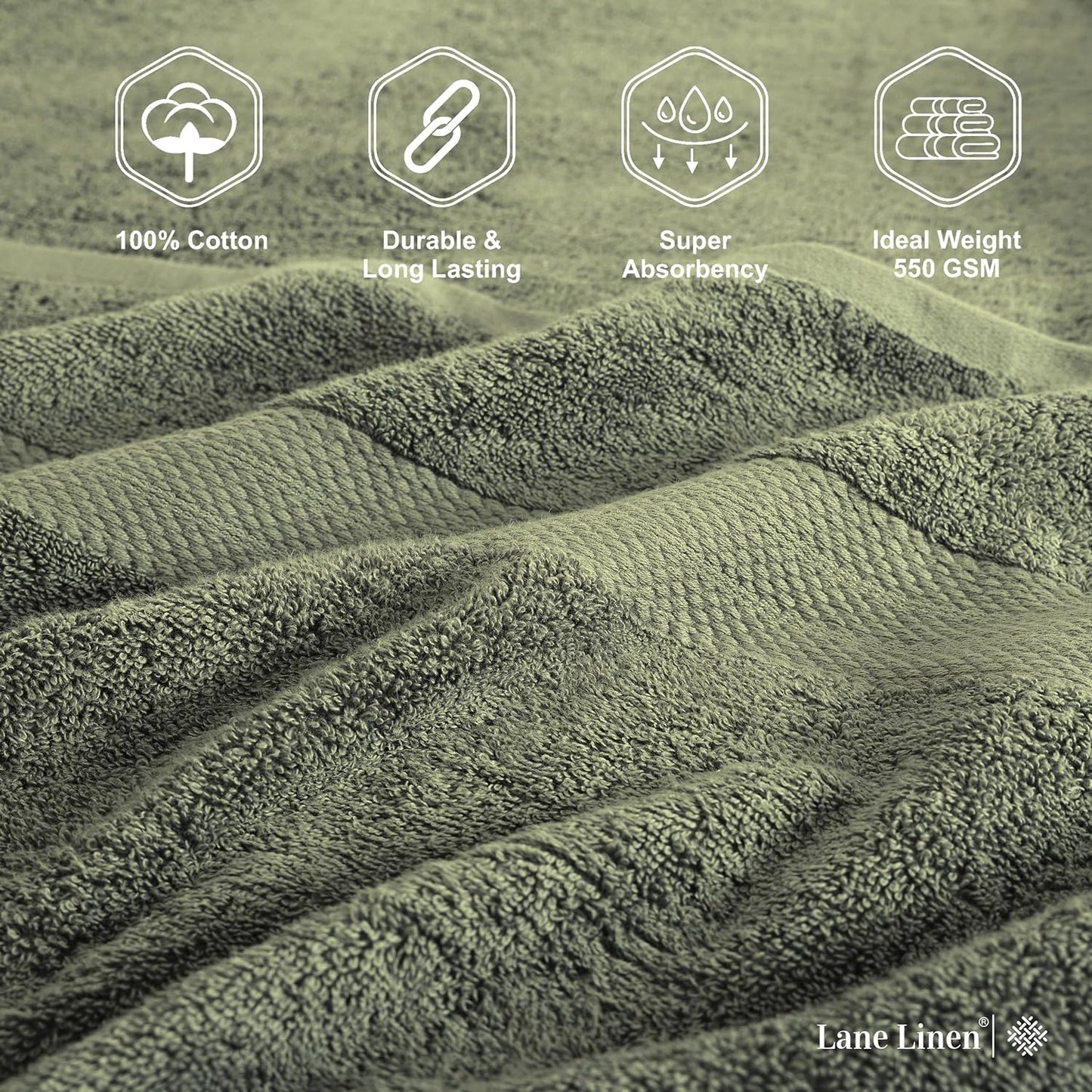 LANE LINEN 100% Cotton 4 Pack Bath Sheets (35"x66") - Ring Spun, Extra Large Cotton Bath Towels Set - Quick Dry, Soft & Absorbent Oversized Towel Set - Remains Soft After Multiple Washes - Oil Green