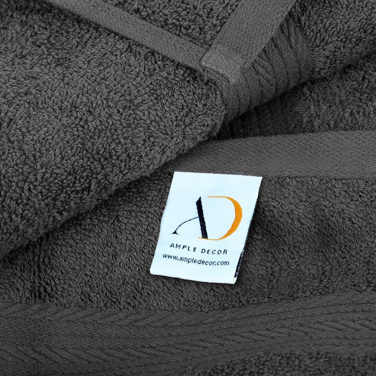 Ample Decor Hand Towels for Bathroom 18 X 28 Inch 600 GSM 100% Cotton, Soft Absorbent - 6 Pcs Gray