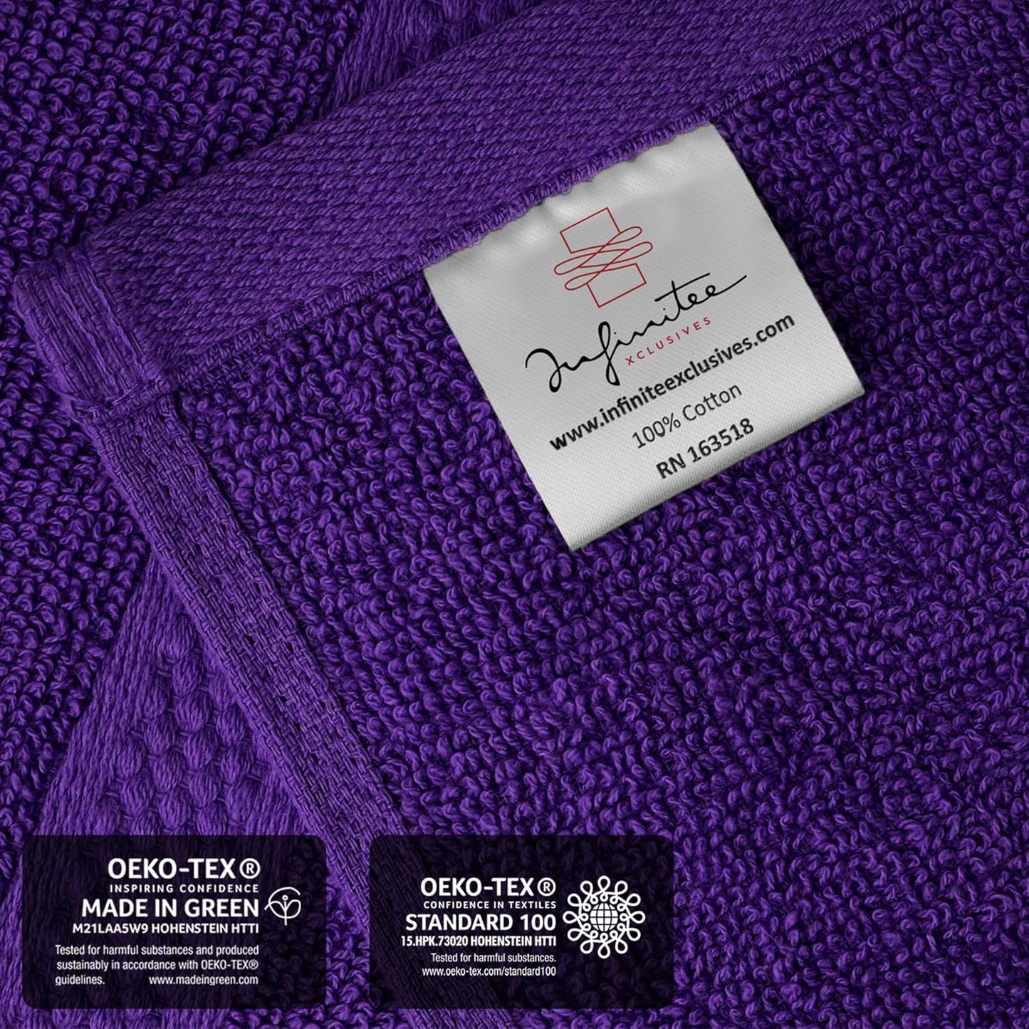 Infinitee Xclusives Luxury Wash Cloths for Showering [13x13] – 100% Cotton Washcloths [Pack of 12], Soft and Absorbent Face Towels for Bathroom Wash Clothes, Gym, and Spa (Profound Purple)