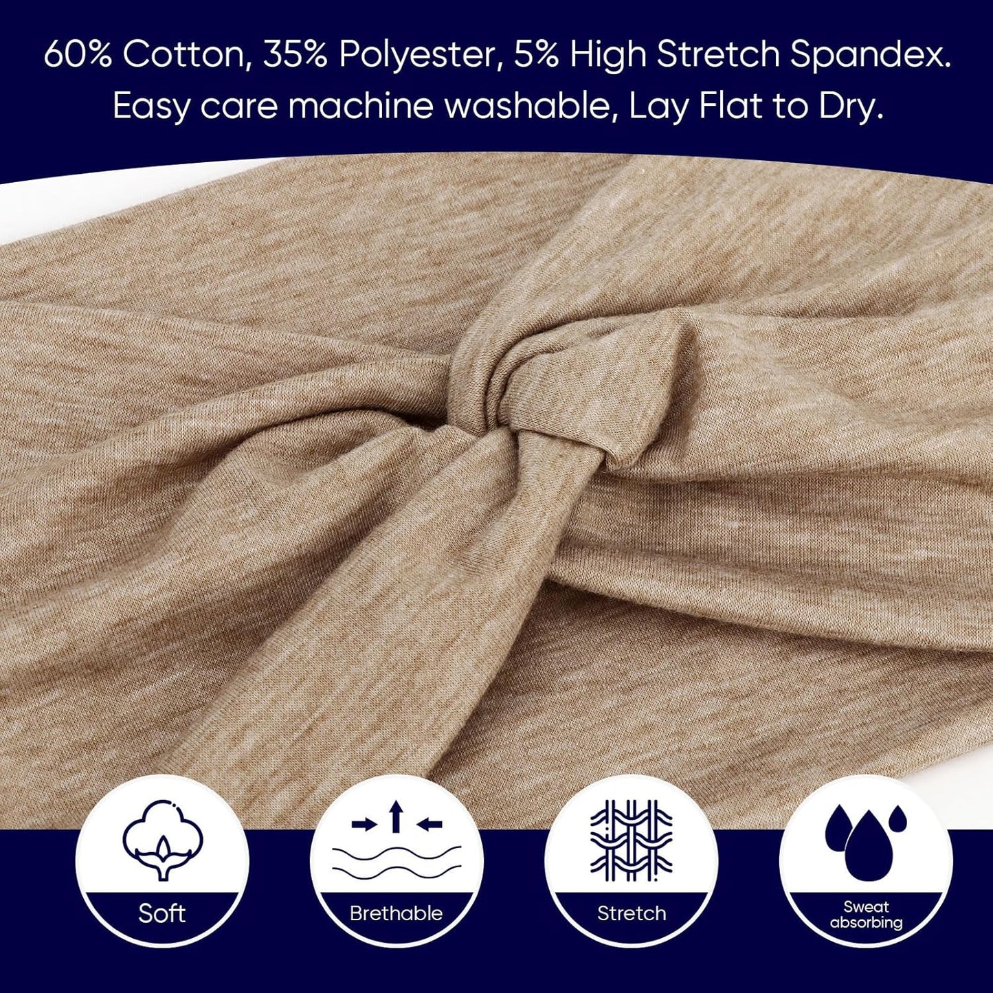 Extra Wide Headbands for Women Large Turban Headband Non Slip Boho Elastic Hairband Hair Twisted Knot Head Bands Accessories