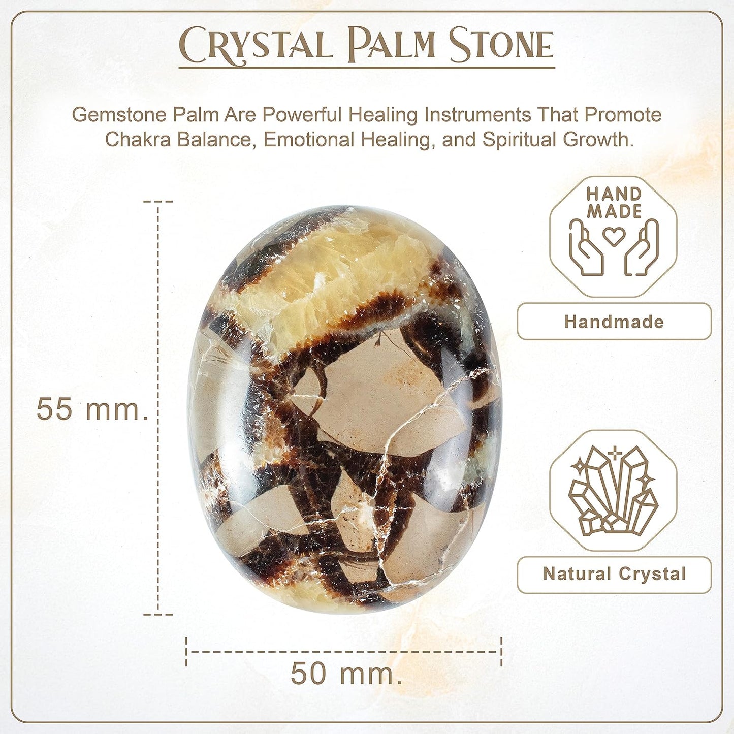 Crocon 50mm Septarian Large Palm Stone 900+ Carats Pocket Worry Stones for Natural Chakra Balancing Reiki Healing Stones and Crystal Healing Spa Energy Crystals Gifts for Women