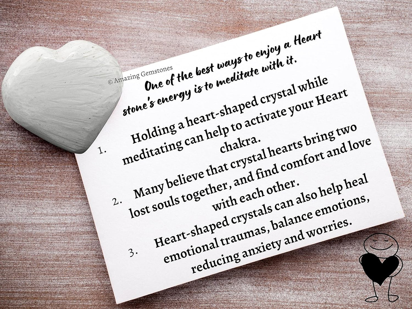 Amazing Gemstone Scolecite Crystal Heart Palm Stone - Pocket Massage Worry Stone for Natural Body Chakra Balancing, Reiki Healing and Crystal Grid