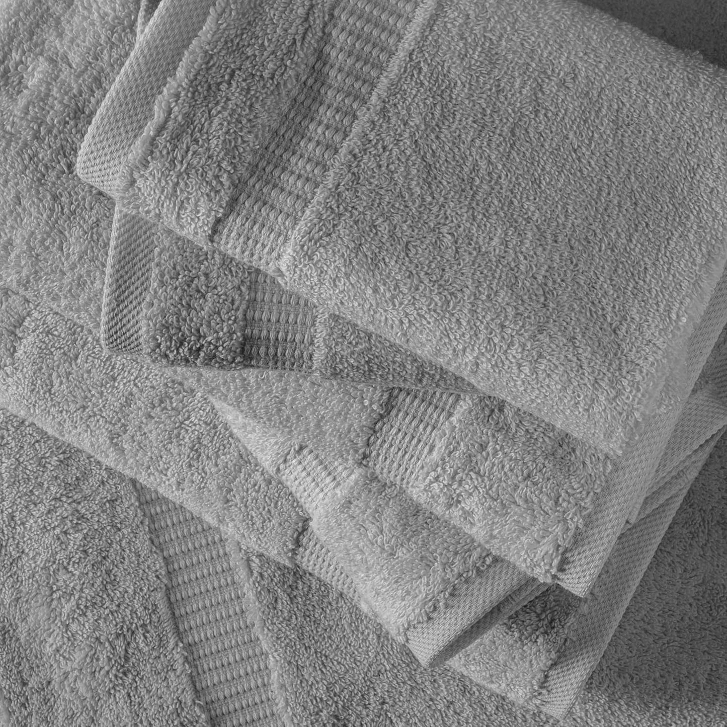 SALBAKOS 100% Turkish Cotton 6-Piece Towel Set | Heirloom Quality Hotel & Spa Collection | Soft, Super Absorbent 2 Washcloth, 2 Hand, 2 Bath Towel Sets | Made in Turkey (Silver, 6 Piece Towel Set)