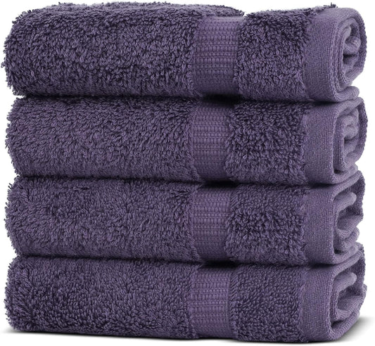 Chakir Turkish Linens | Hotel & Spa Quality 100% Cotton Premium Turkish Towels | Soft & Absorbent (4-Piece Washcloths, Plum)