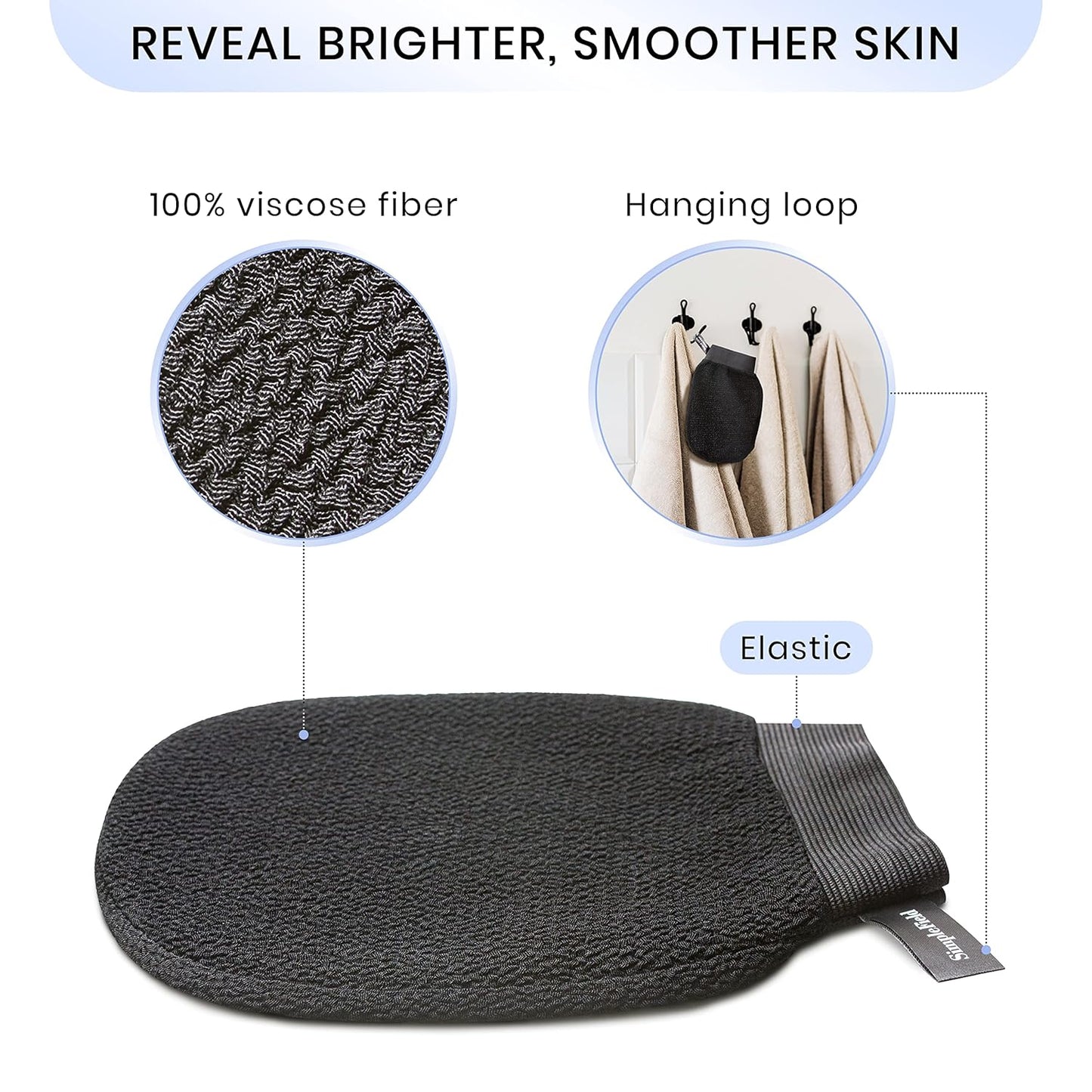 Korean Exfoliating Mitt for Remove Dead Skin. 100% Viscose Deep Kessa Exfoliating Glove for Body Scrub, Keratosis Pilaris and Self Tanning Removal. Easily Smooth Skin Surface. (1 Piece)