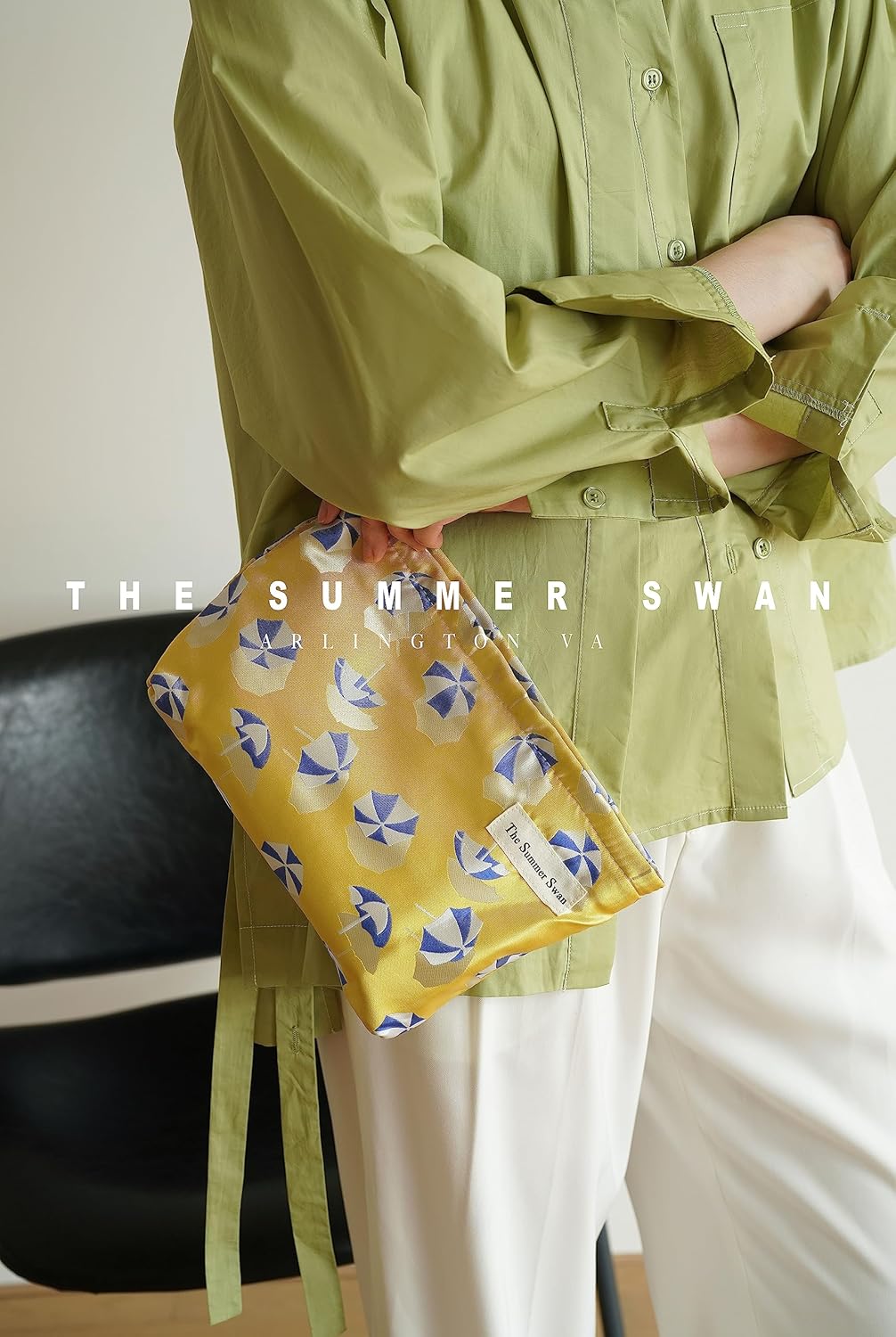 Summer Swan | Large Floral Mid-day Clutch | Period Kit & Hygiene Skincare Bag (Umbrella Yellow)