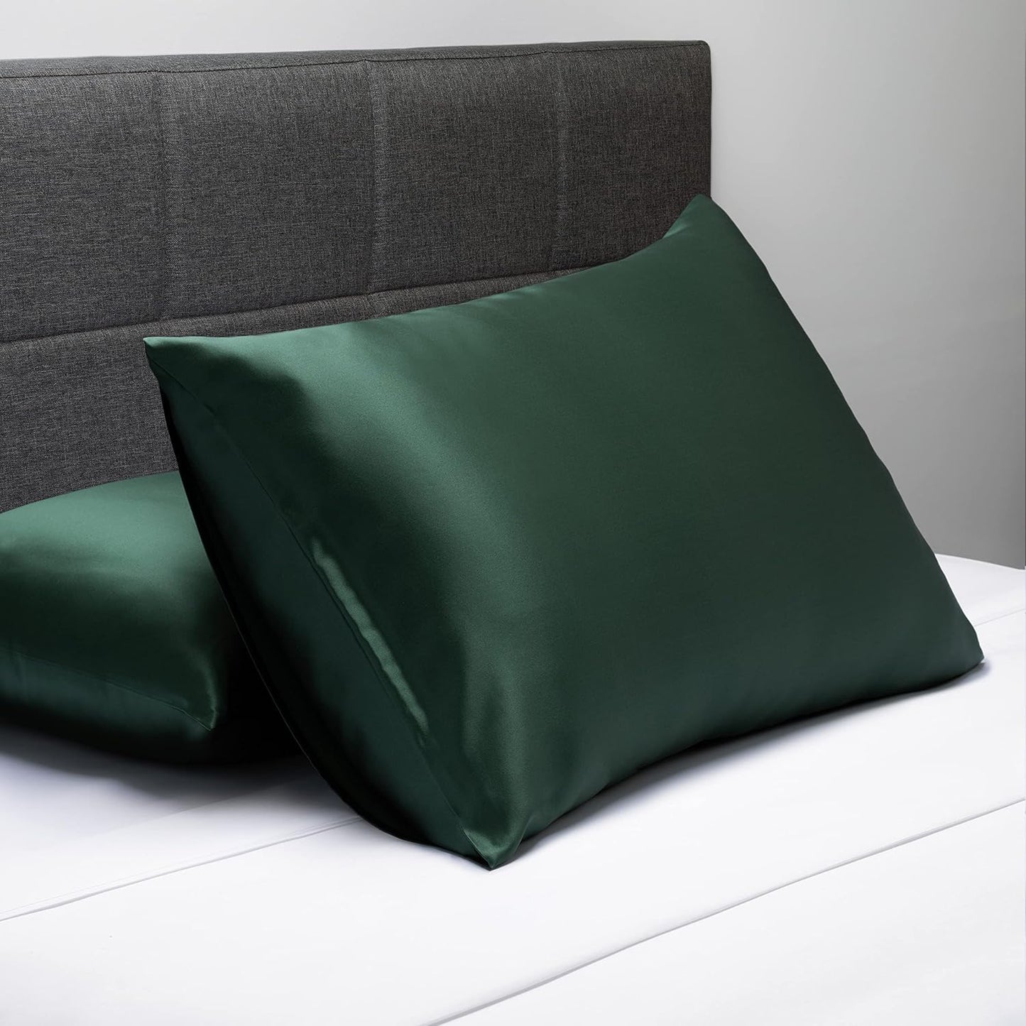Fishers Finery 25mm 100% Pure Mulberry Silk Pillowcase (Dark Green Queen 2 Pack)