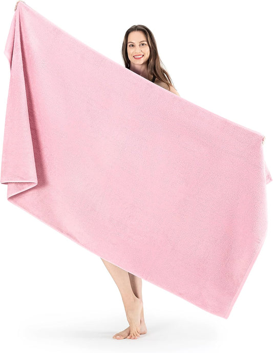 SALBAKOS 100% Turkish Cotton Jumbo Bath Sheet Towel Oversized 40x80 inch | Premium Hotel & Spa Quality, Soft, Absorbent, XL Bath Towels | Made in Turkey (Pack of 1, Rose, Jumbo Bath Sheet)
