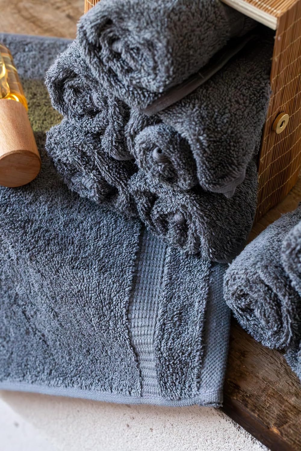 SALBAKOS 100% Turkish Cotton Washcloth Set of 12 13x13 inch | Heirloom Quality | Hotel & Spa Collection | Ultra Soft, Super Absorbent, Washcloth Towels | Made in Turkey (Gray, 12 Washcloths)