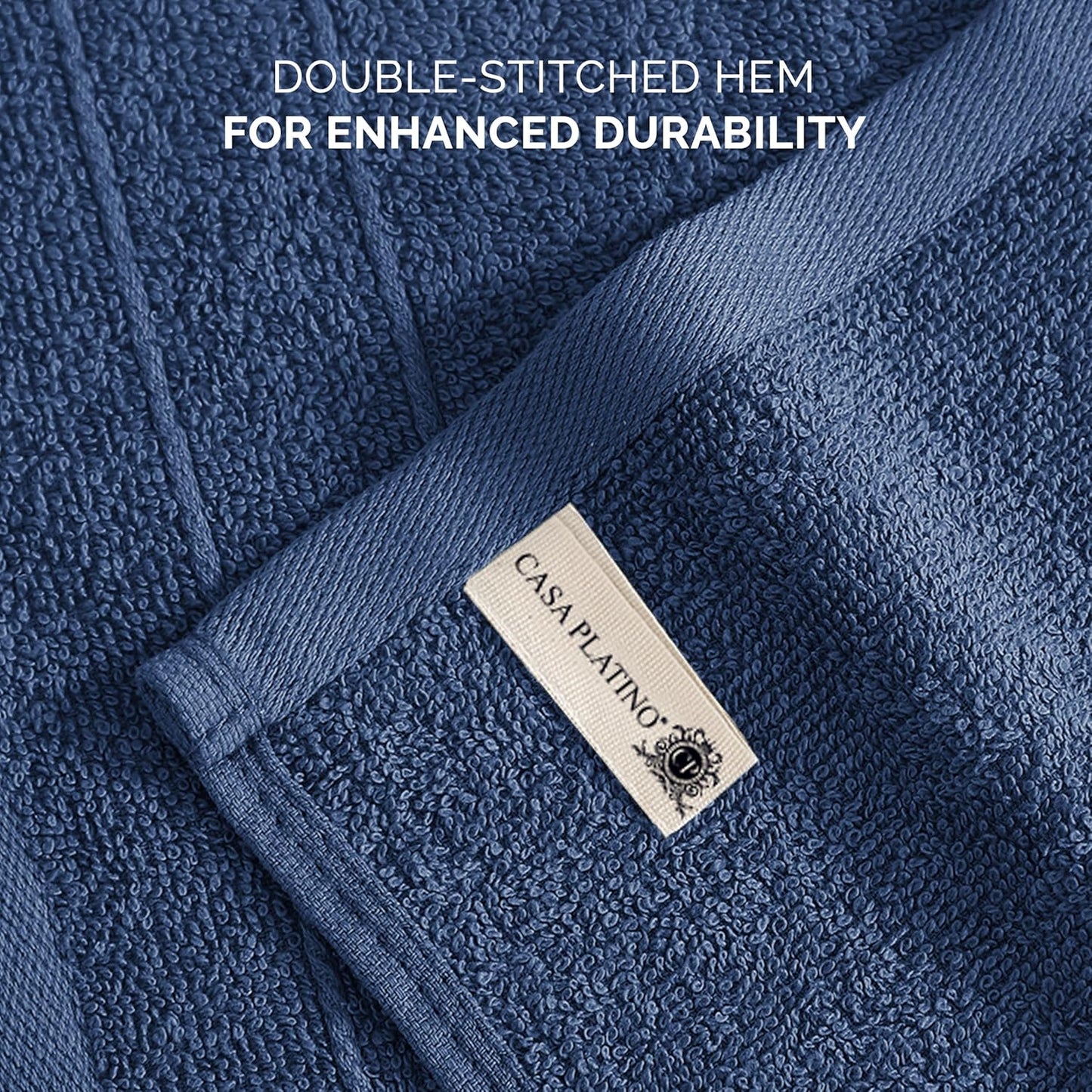 Casa Platino Washcloths Pack of 6 - Spa & Salon Quality - 100% Ring Spun Cotton Face Cloths - Soft & Ultra Absorbent Wash Cloth Set for Body, Beauty, Home, Gym - Fingertip Towels - 13"x13", Navy Blue