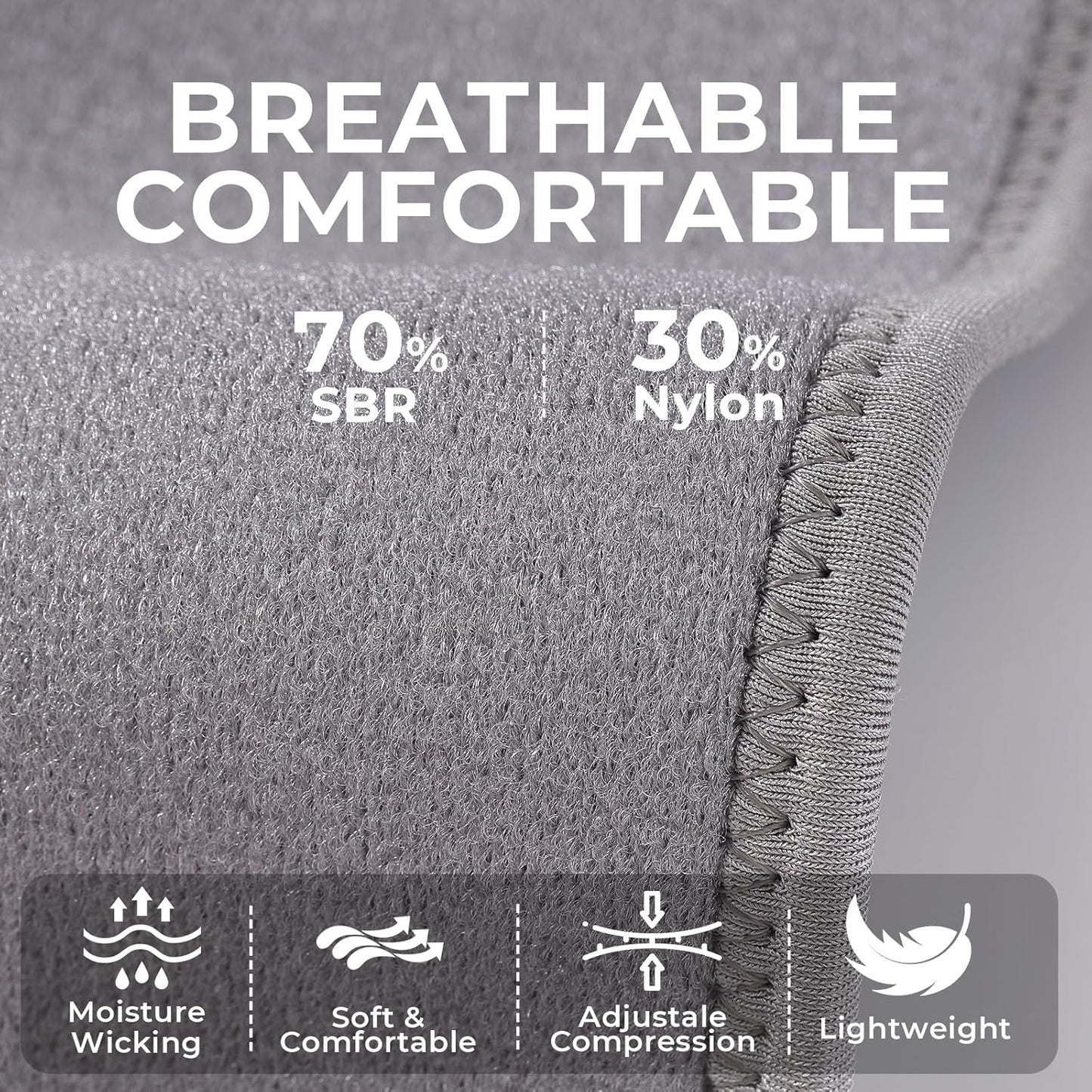 NeoTech Care Wrist Band - Elastic & Breathable Fabric - Adjustable Compression Strap - Men, Women, Right or Left - Support Wrap for Protection or Sports (Gray Color, Size L, 1 Unit)