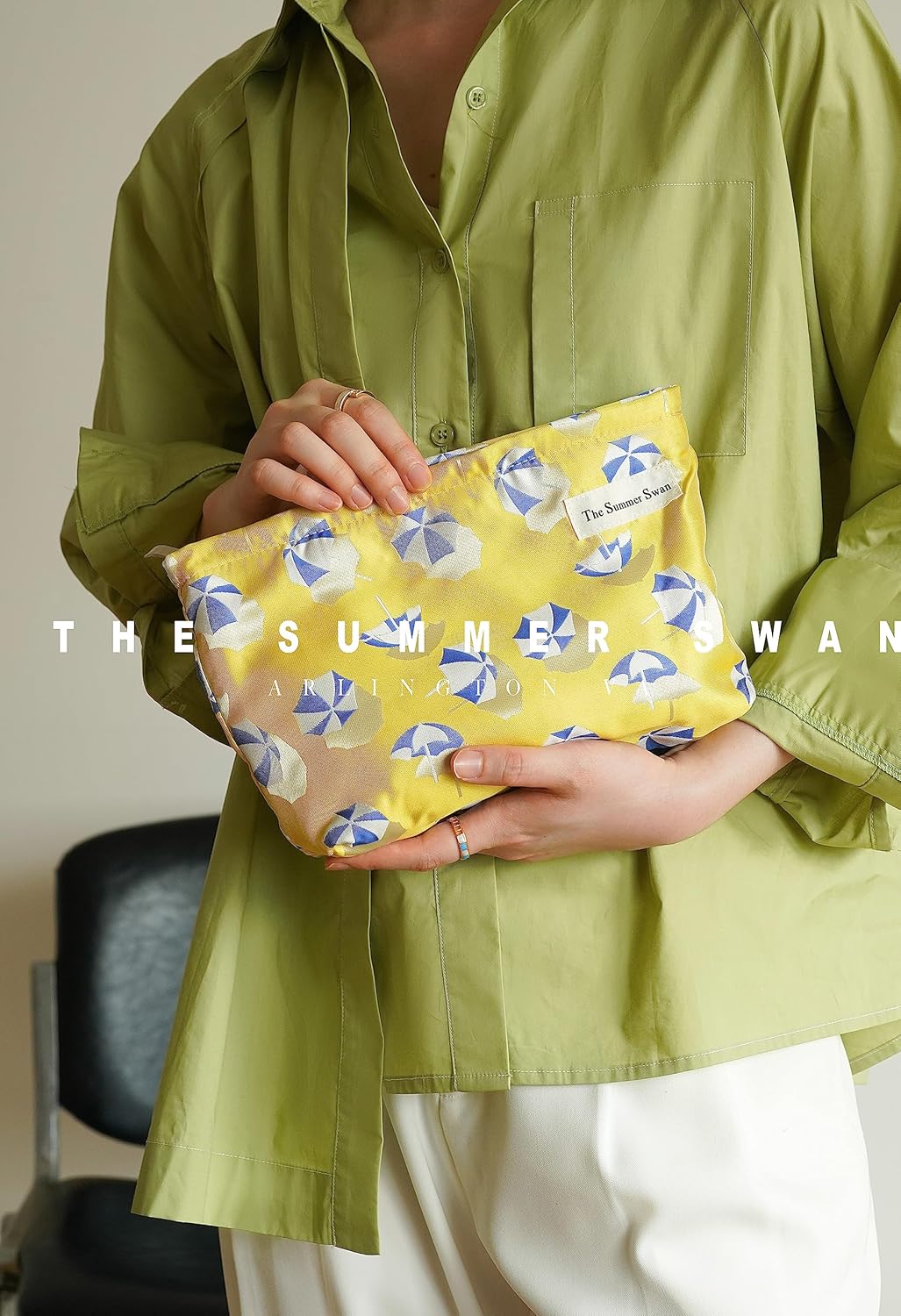 Summer Swan | Large Floral Mid-day Clutch | Period Kit & Hygiene Skincare Bag (Umbrella Yellow)