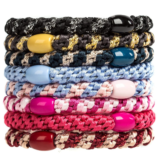 AXEN 8PCS Elastic Hair Tie for Women Girls, Cotton Bands Soft Woven Ponytail Holders for Thick Hair and Curly Hair, Mix Colors 3