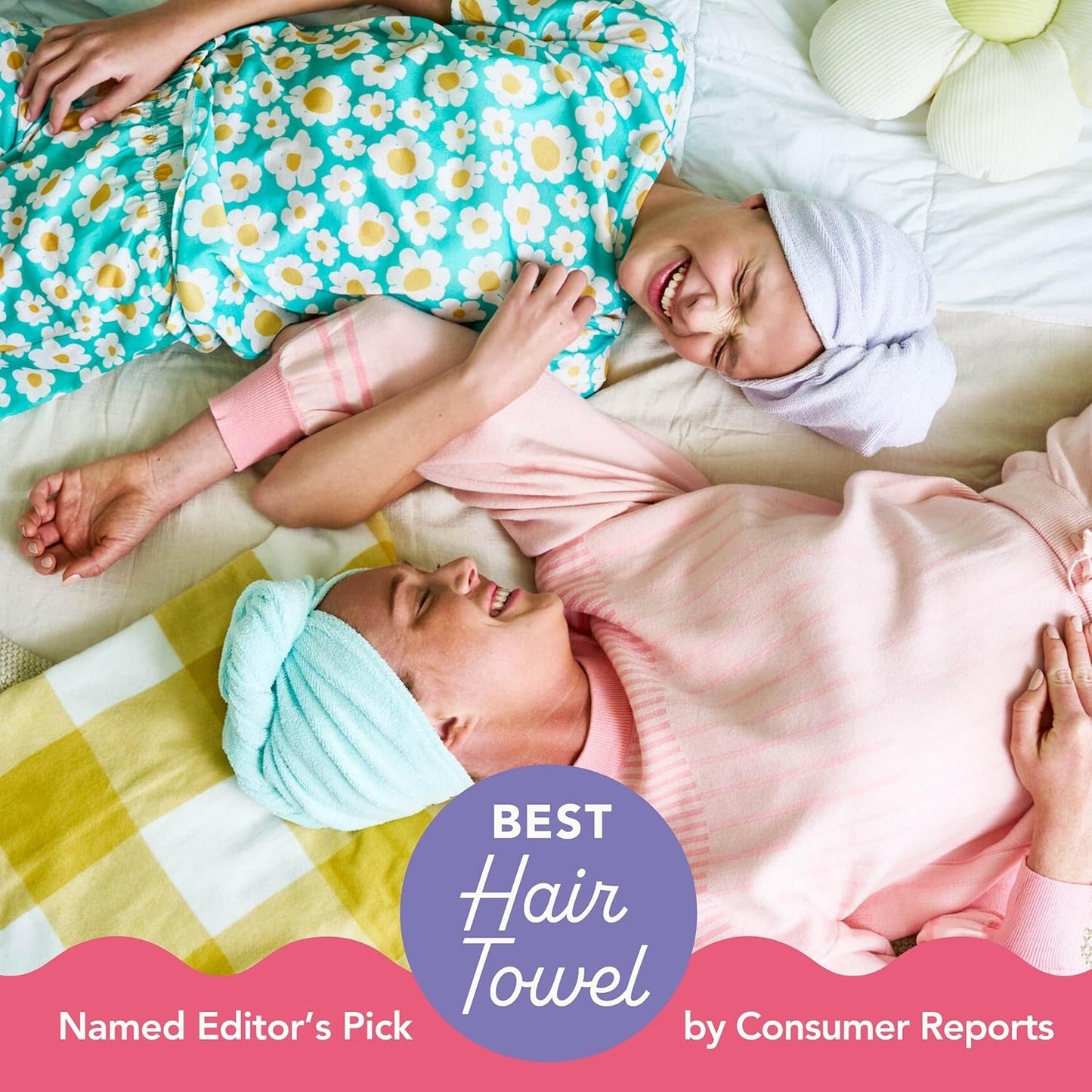 Turbie Twist 4-Pack Microfiber Hair Towel for Beauty, Travel, Gifting - Hair Wrap Turban for Straight, Wavy & Curly Hair - Premium Personal Care - Bermuda, Purple, Lilac & Lemon